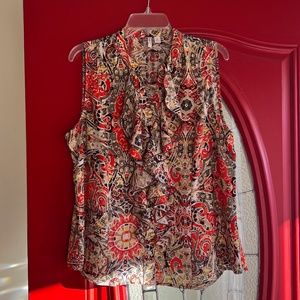 Cato sleeveless top with ruffle, XL, multicolored